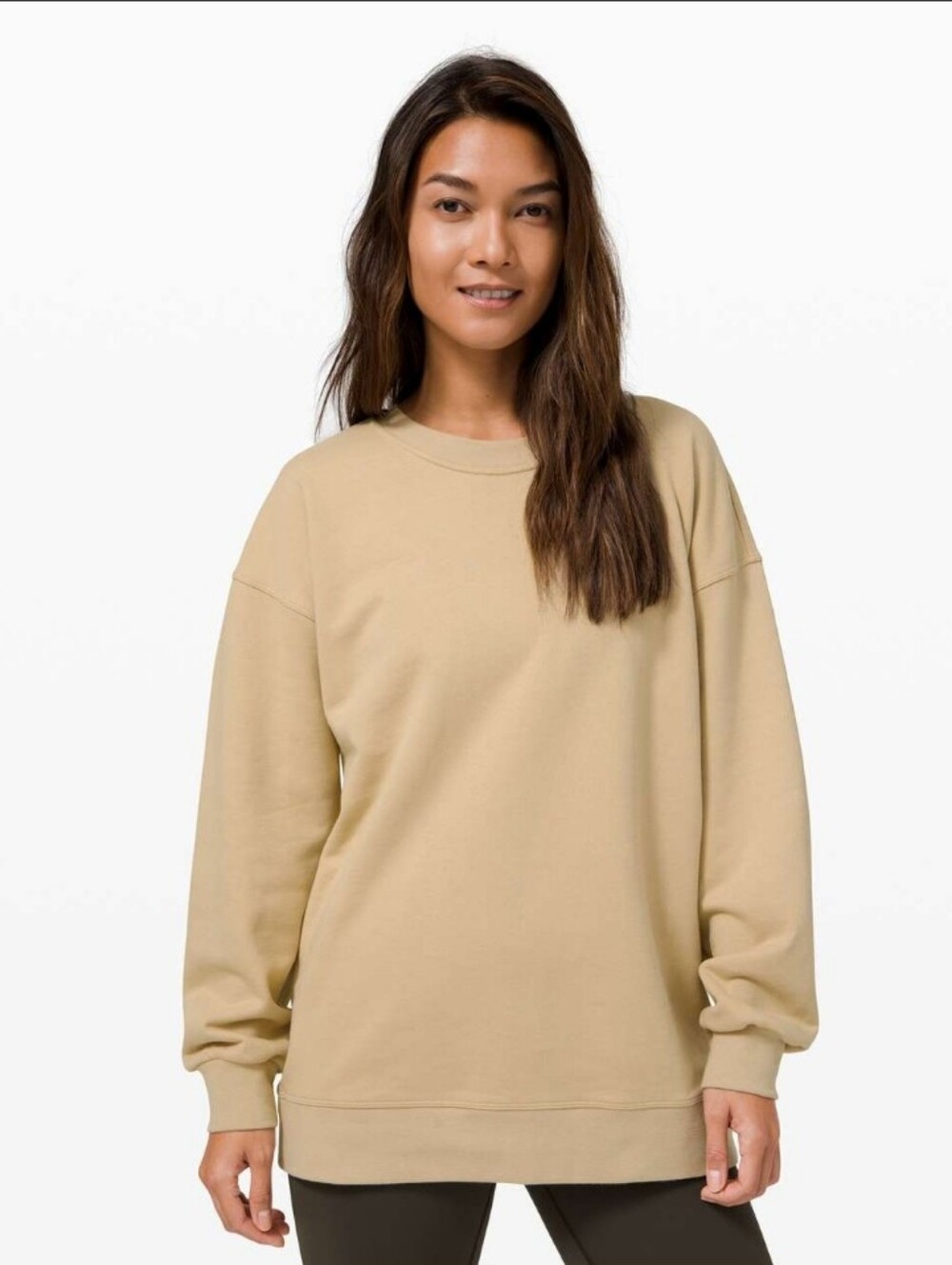 Lululemon Perfectly Ocersized Crewneck Pullover Sweatshirt in Light Beige